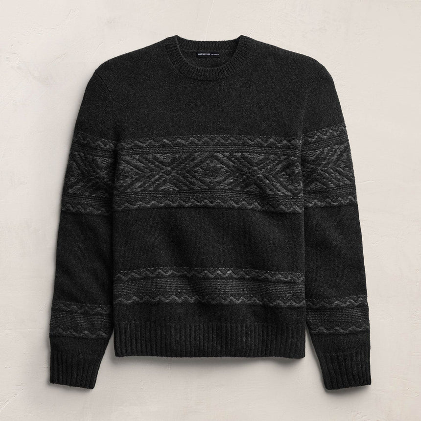 Camel Hair Intarsia Crew - Black/Anthracite | James Perse Los Angeles