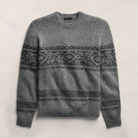 Camel Hair Intarsia Crew - Mid Grey/Anthracite | James Perse Los Angeles
