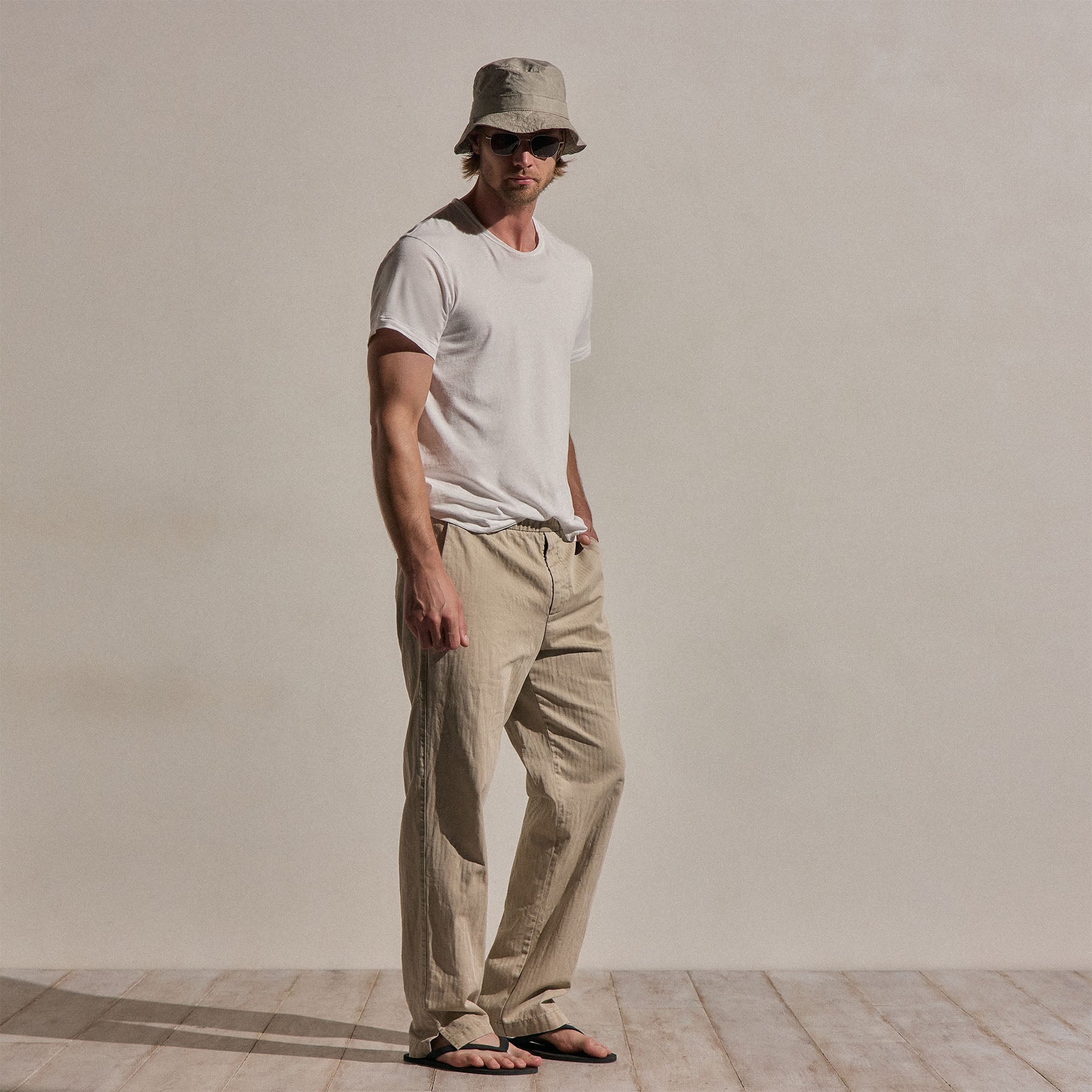 Herringbone Twill Trouser in Flax Pigment | James Perse Los Angeles