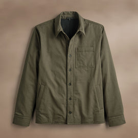 Herringbone Shirt Jacket  in Army Green Pigment | James Perse Los Angeles