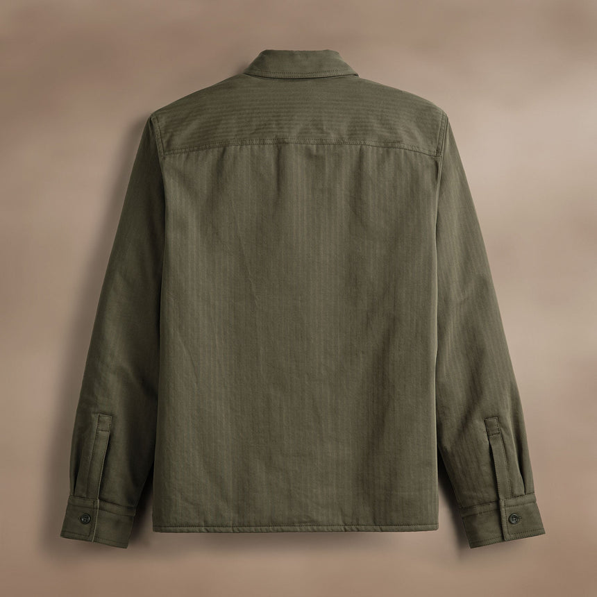 Herringbone Shirt Jacket  in Army Green Pigment | James Perse Los Angeles