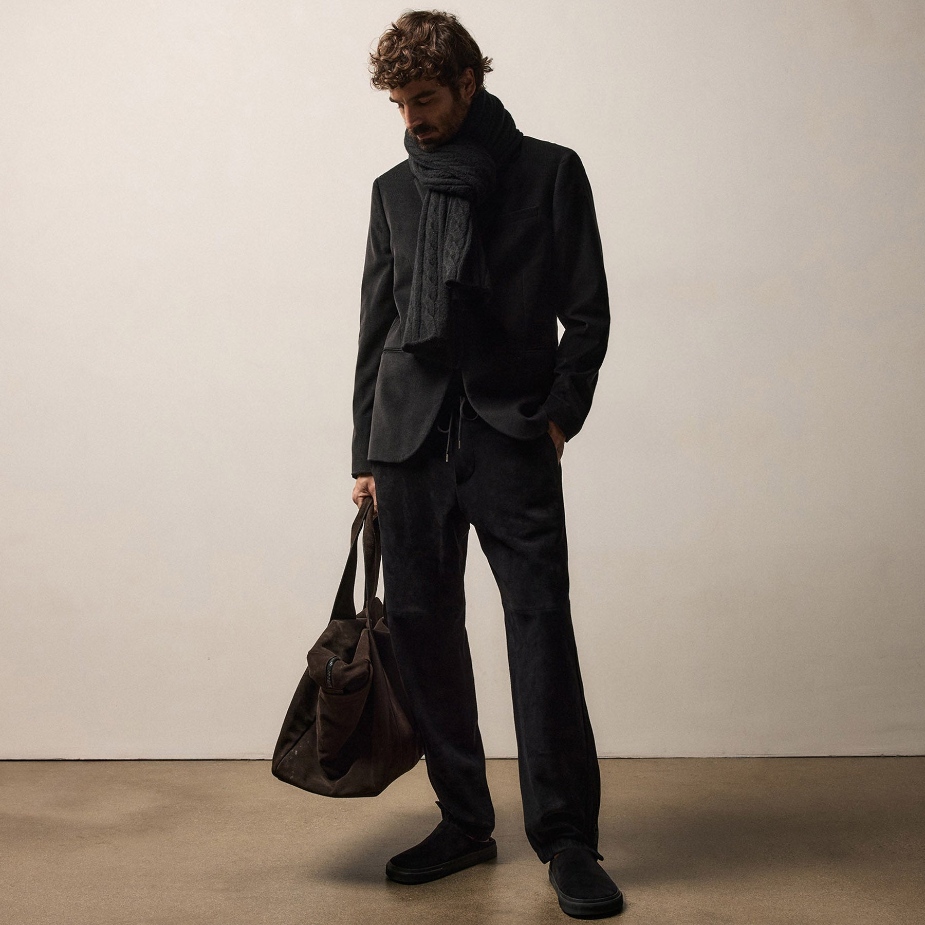 Suede Track Pant - Black