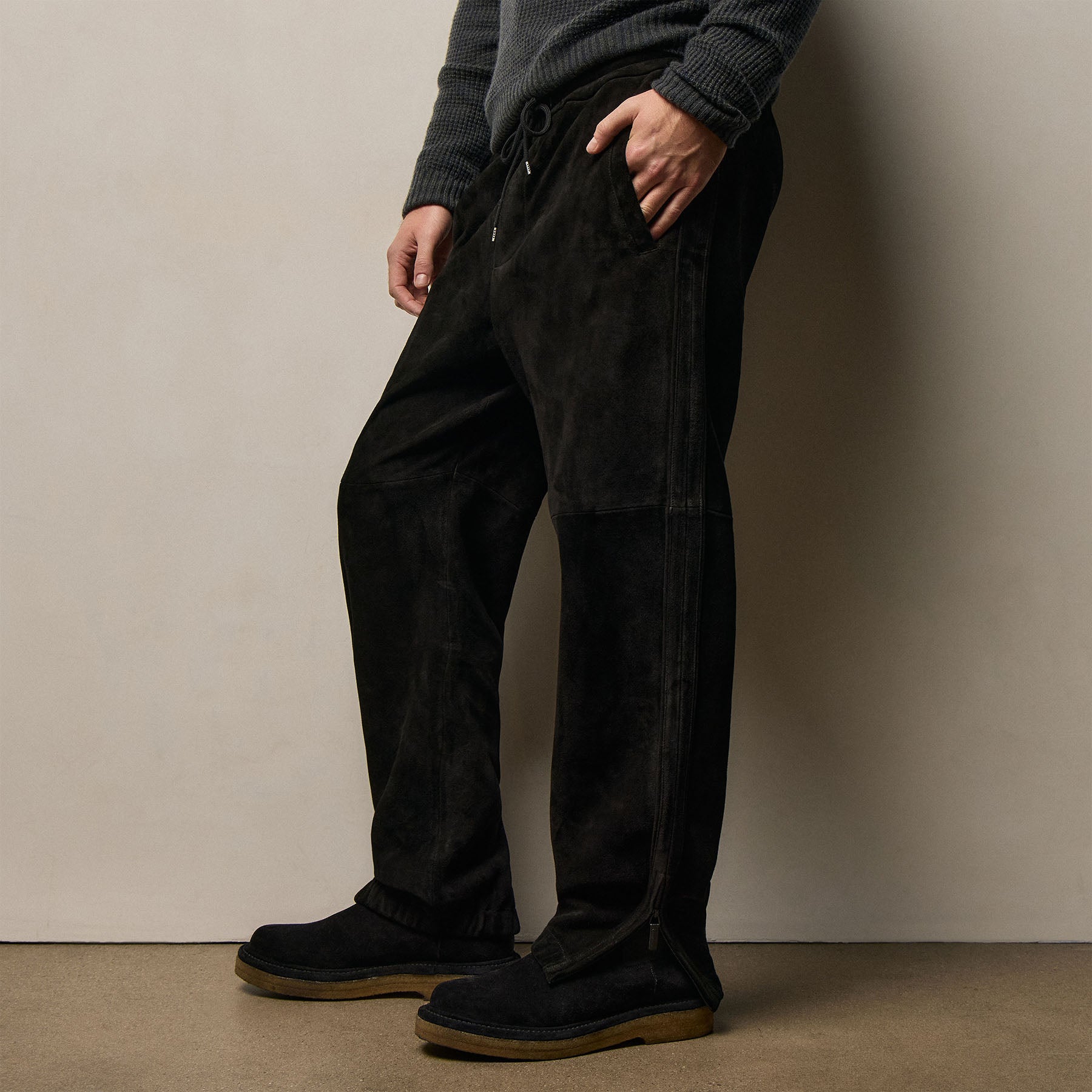Suede Track Pant - Black