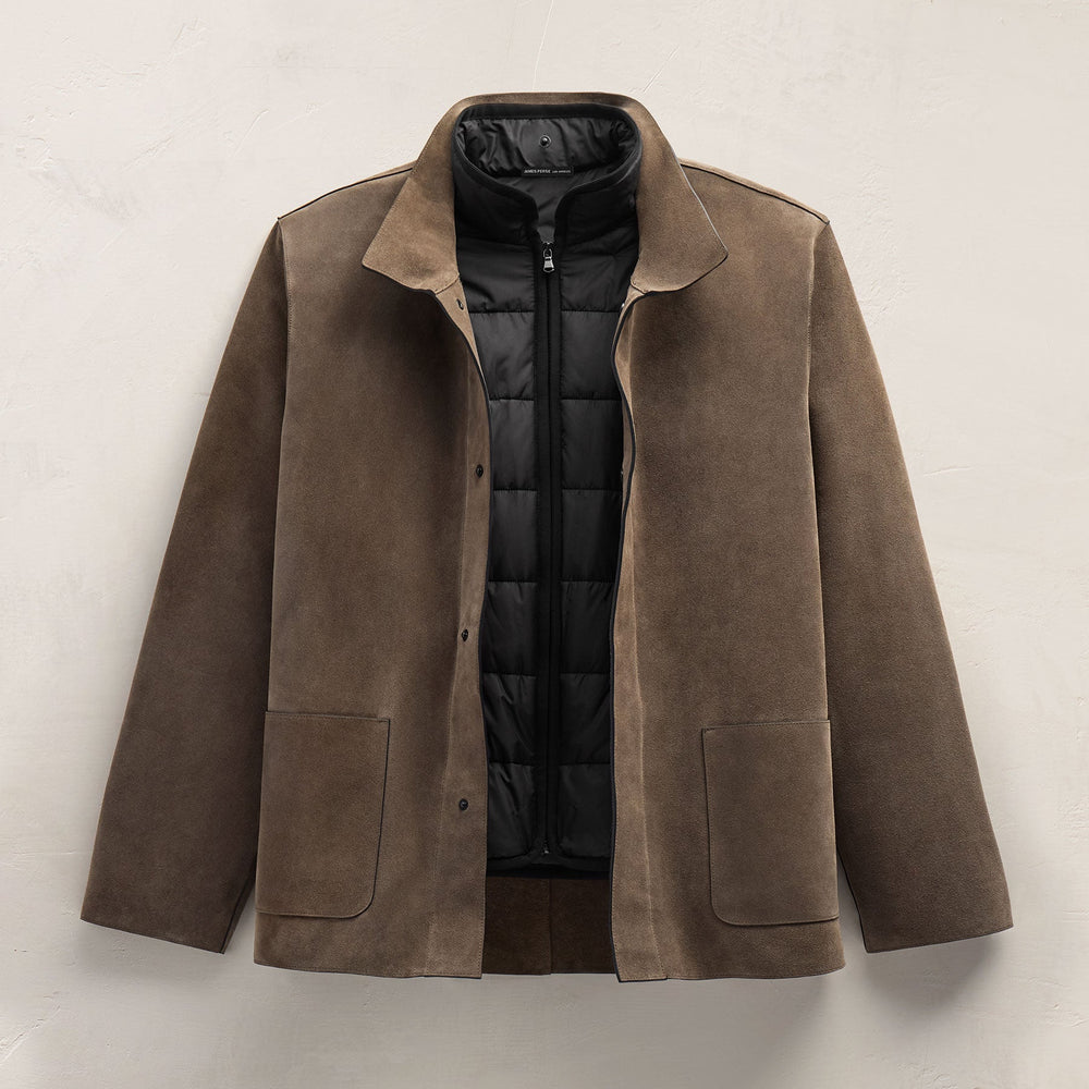 Suede Ranch Jacket in Caribou | James Perse Los Angeles FLAT