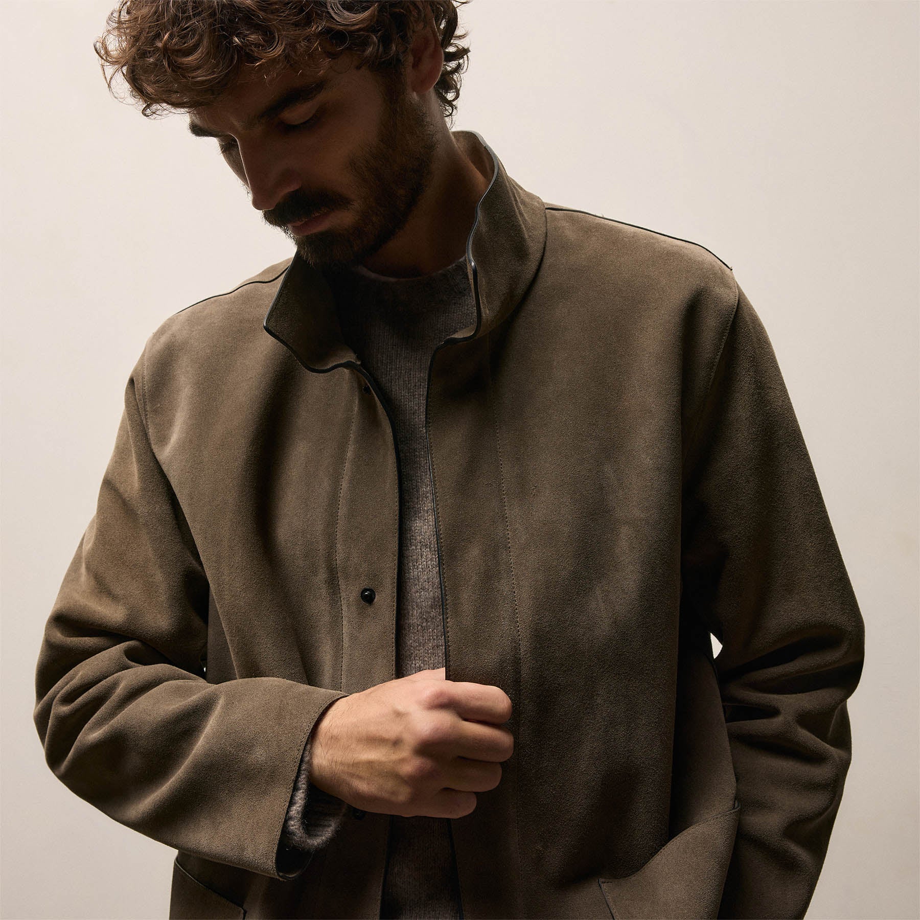 Suede Ranch Jacket in Caribou | James Perse Los Angeles