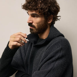 Hooded Poncho in Coal/Black | James Perse Los Angeles / Mens