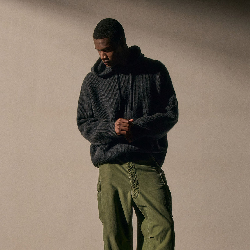 Oversized Hooded Sweater in Coal | James Perse Los Angeles / Mens