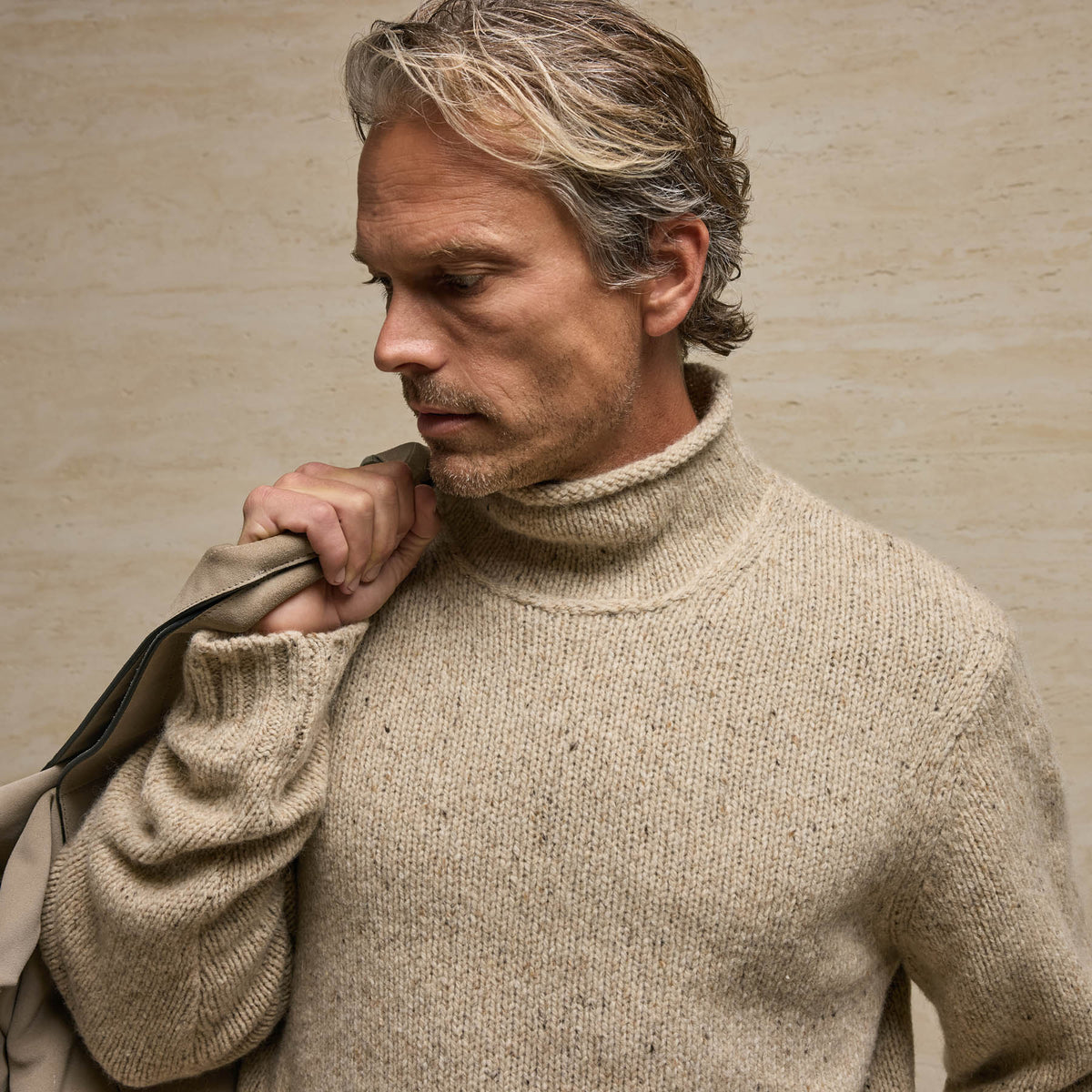 Heavy Exaggerated Turtleneck in Oatmeal | James Perse Los Angeles