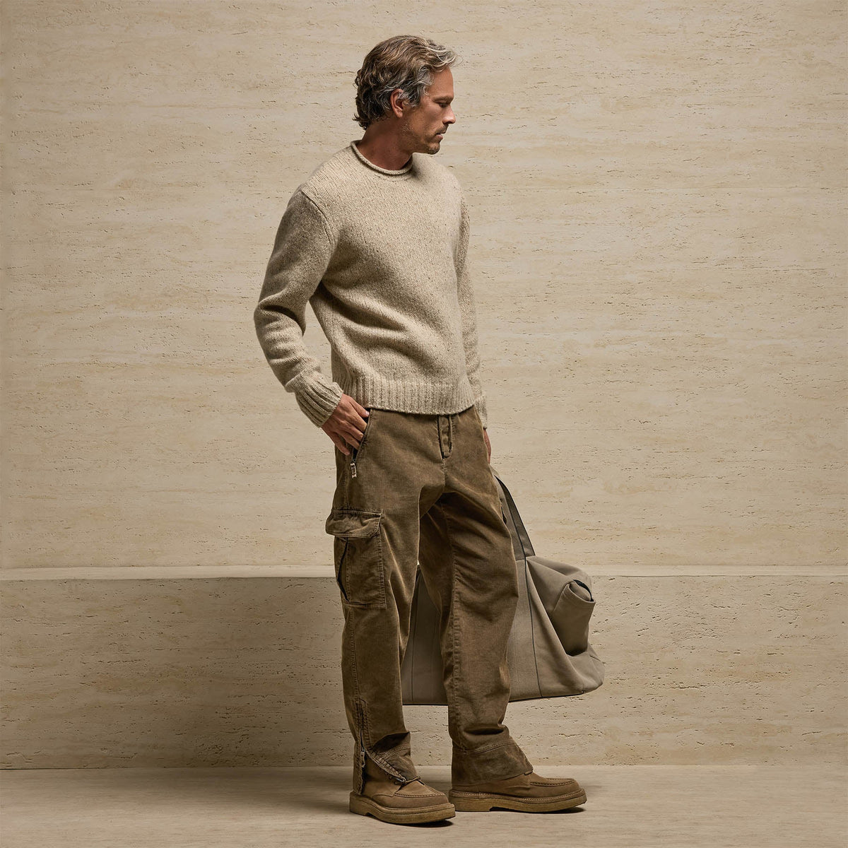 Heavy Exaggerated Crewneck in Oatmeal | James Perse Los Angeles
