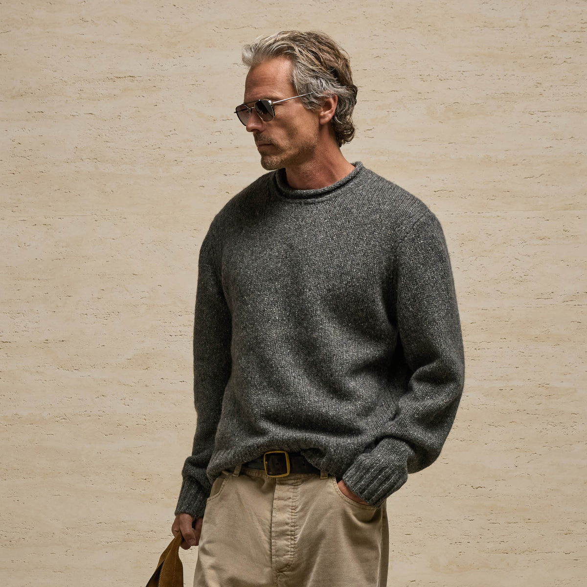 Heavy Exaggerated Crewneck in Truffle | James Perse Los Angeles