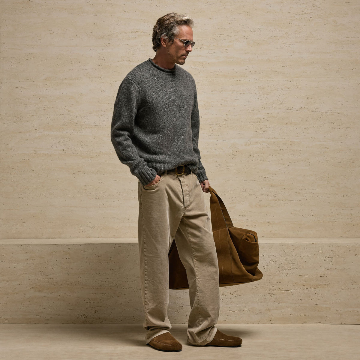 Heavy Exaggerated Crewneck in Truffle | James Perse Los Angeles