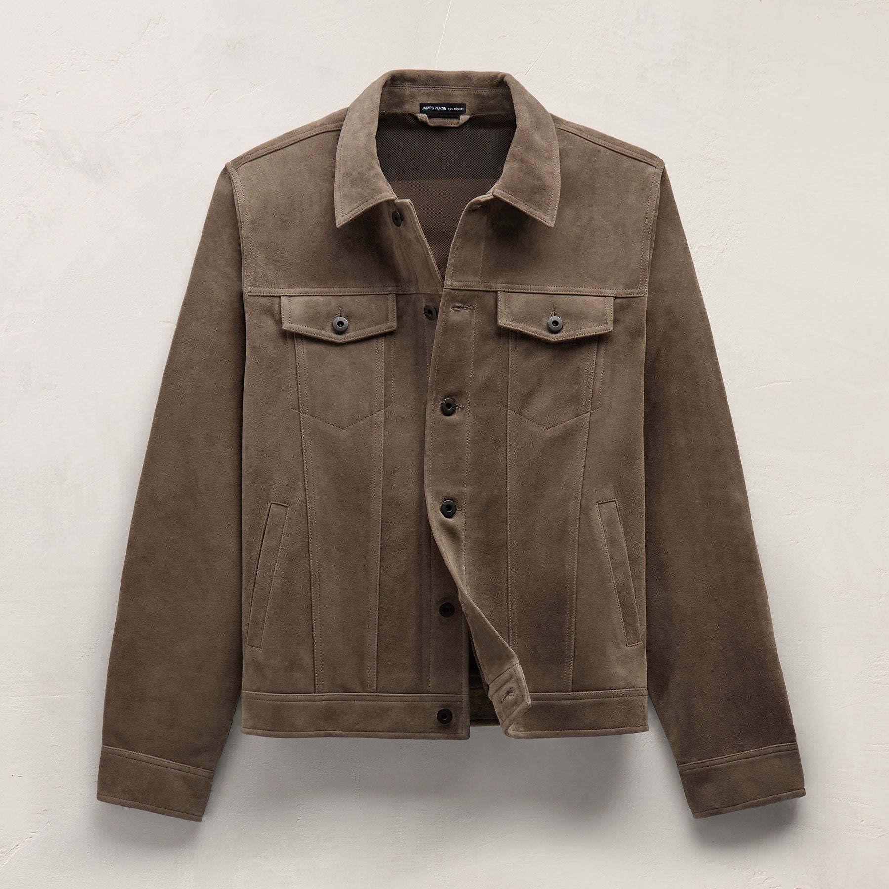Suede Trucker Jacket in Caribou | James Perse Los Angeles