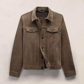 Suede Trucker Jacket in Caribou | James Perse Los Angeles