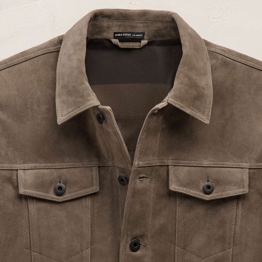 Suede Trucker Jacket in Caribou | James Perse Los Angeles