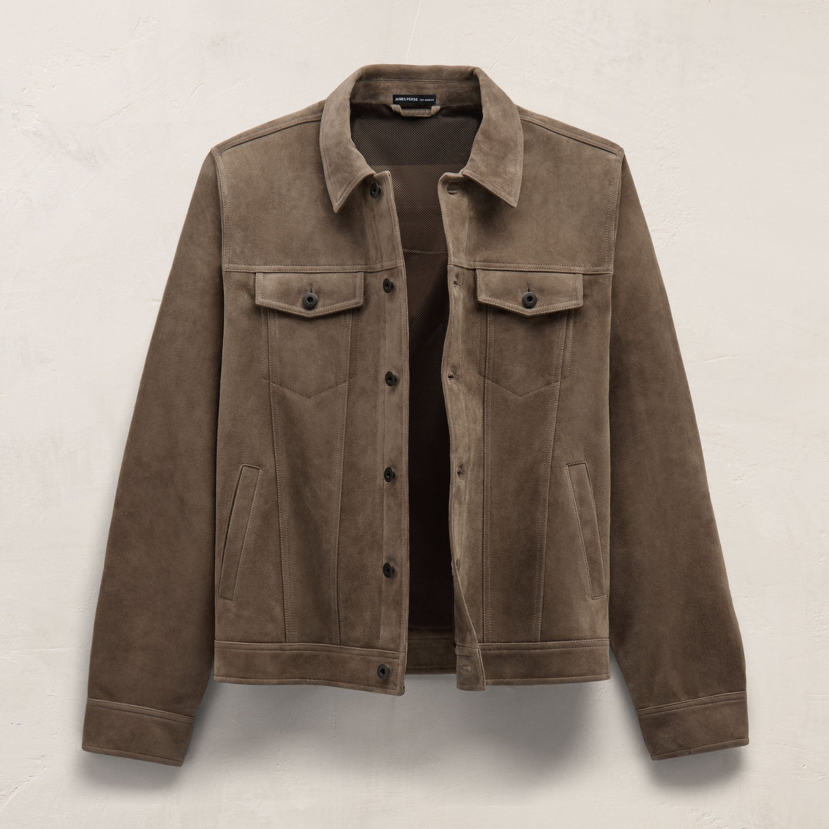 Suede Trucker Jacket in Caribou | James Perse Los Angeles