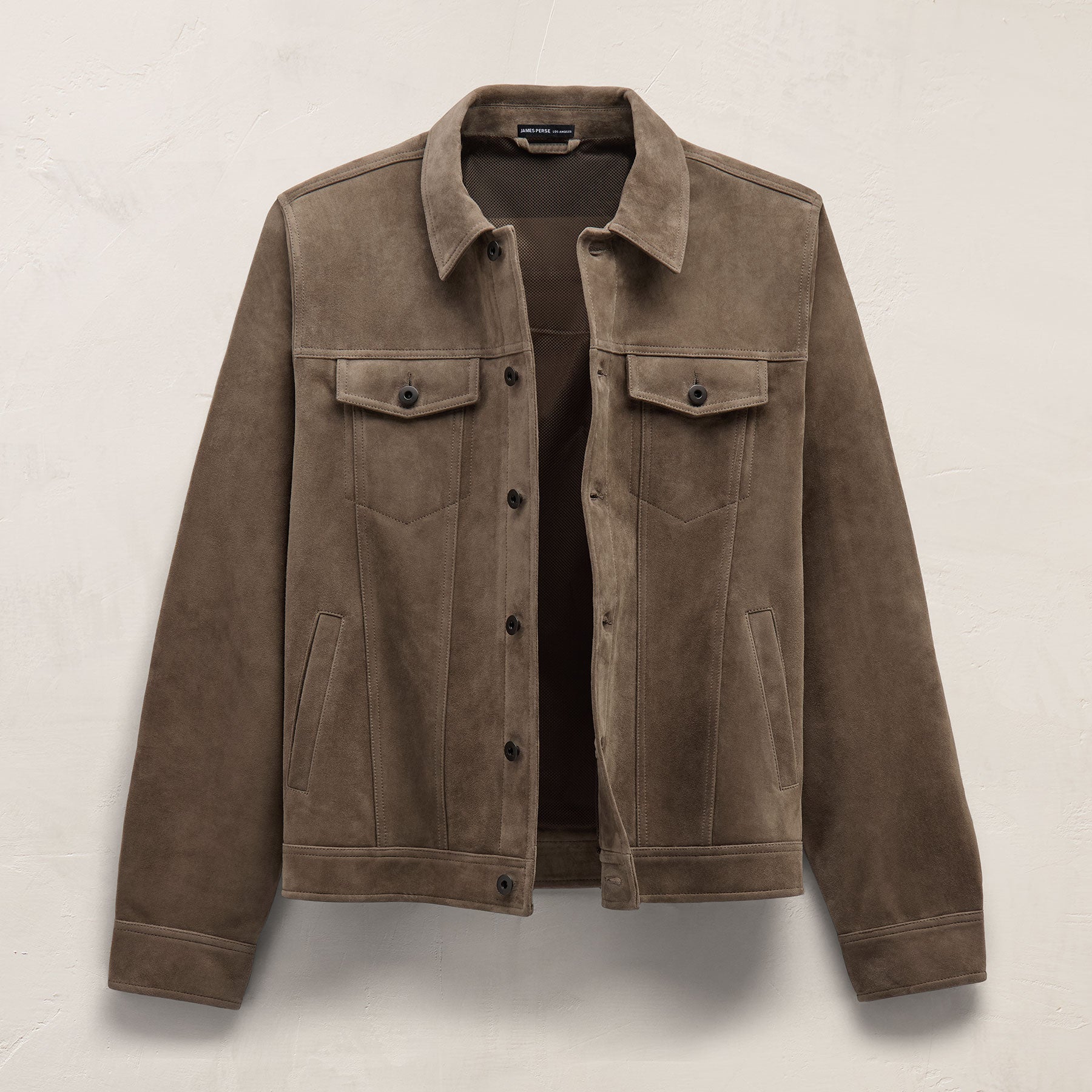 Suede Trucker Jacket in Caribou | James Perse Los Angeles