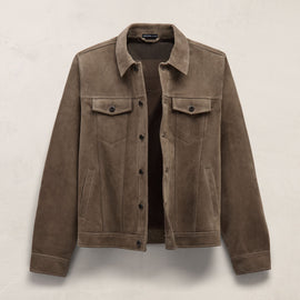 Suede Trucker Jacket in Caribou | James Perse Los Angeles