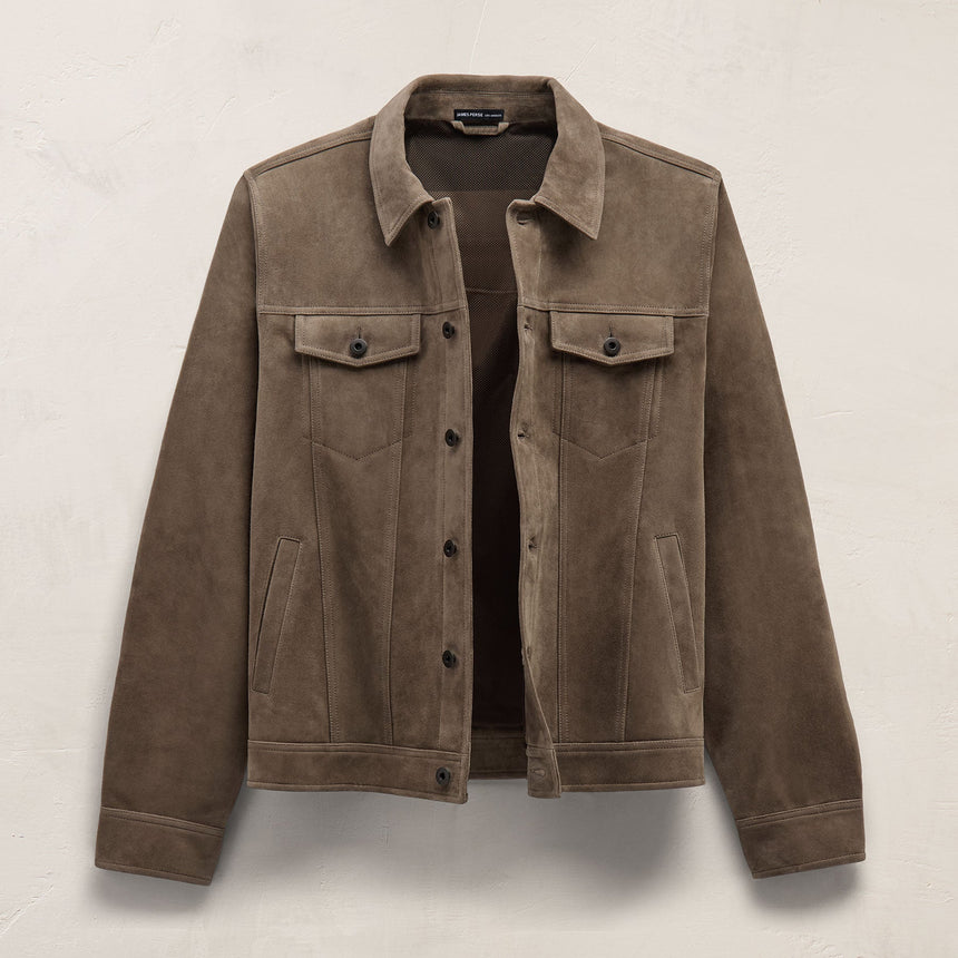 Suede Trucker Jacket in Caribou | James Perse Los Angeles
