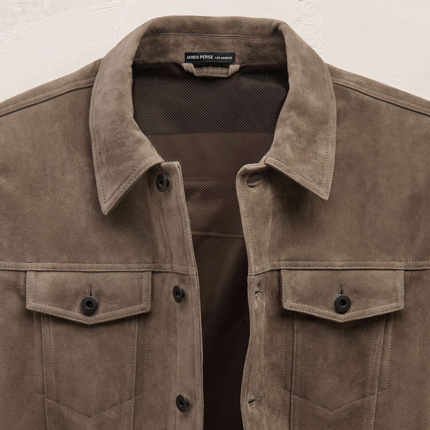 Suede Trucker Jacket in Caribou | James Perse Los Angeles