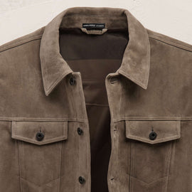 Suede Trucker Jacket in Caribou | James Perse Los Angeles