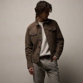 Suede Trucker Jacket in Caribou | James Perse Los Angeles