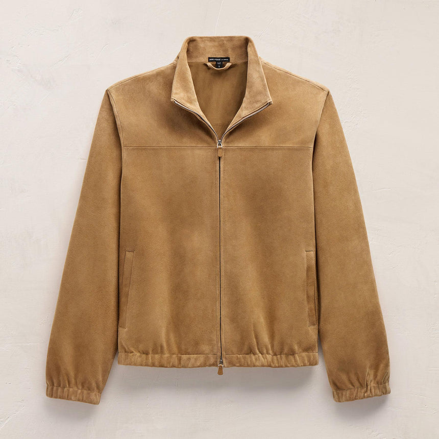 Suede Bomber Jacket in Sand | James Perse Los Angeles FLAT