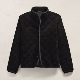 Quilted Suede Snap Front Jacket in Black | James Perse Los Angeles FLAT