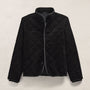 Quilted Suede Snap Front Jacket in Black | James Perse Los Angeles FLAT
