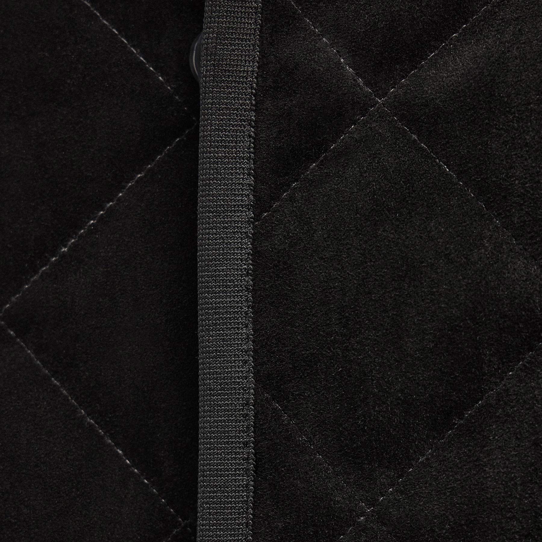 Quilted Suede Snap Front Jacket - Black | James Perse Los Angeles