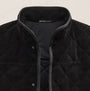 Quilted Suede Snap Front Jacket in Black | James Perse Los Angeles FLAT