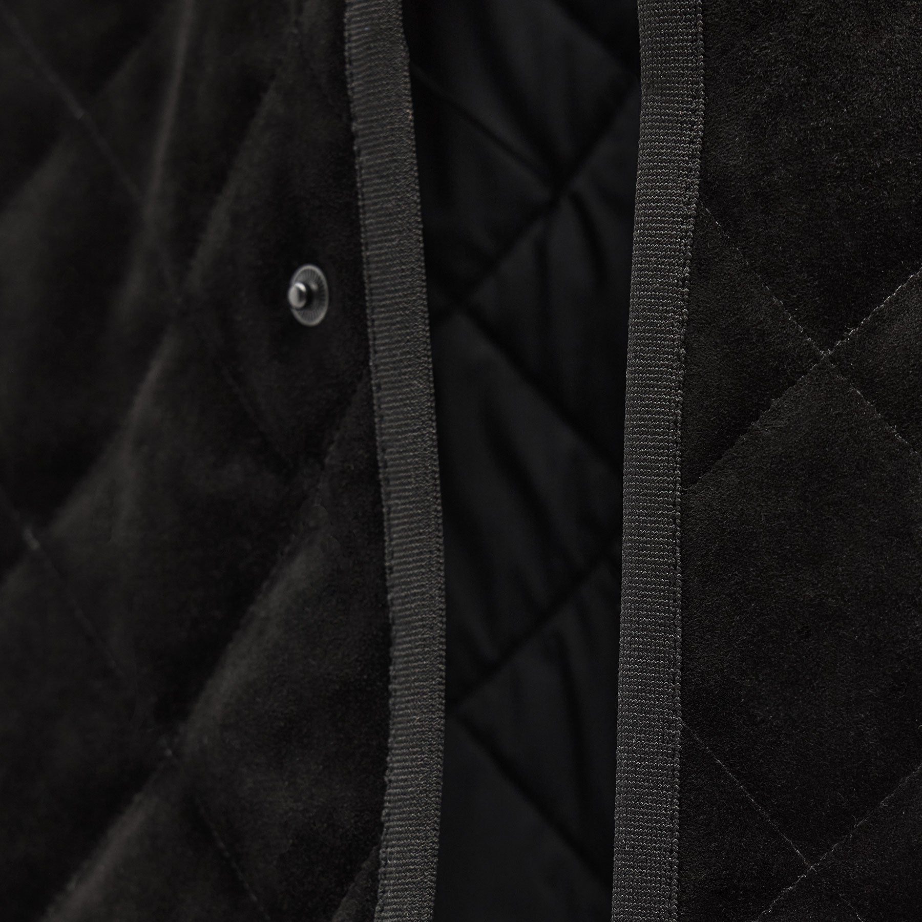 Quilted Suede Snap Front Jacket - Black | James Perse Los Angeles