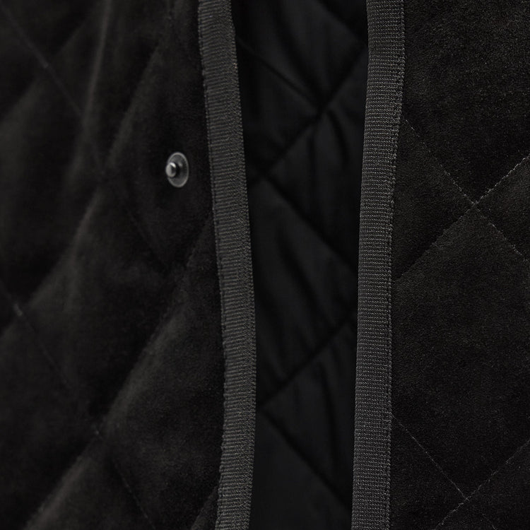 Quilted Suede Snap Front Jacket in Black | James Perse Los Angeles FLAT