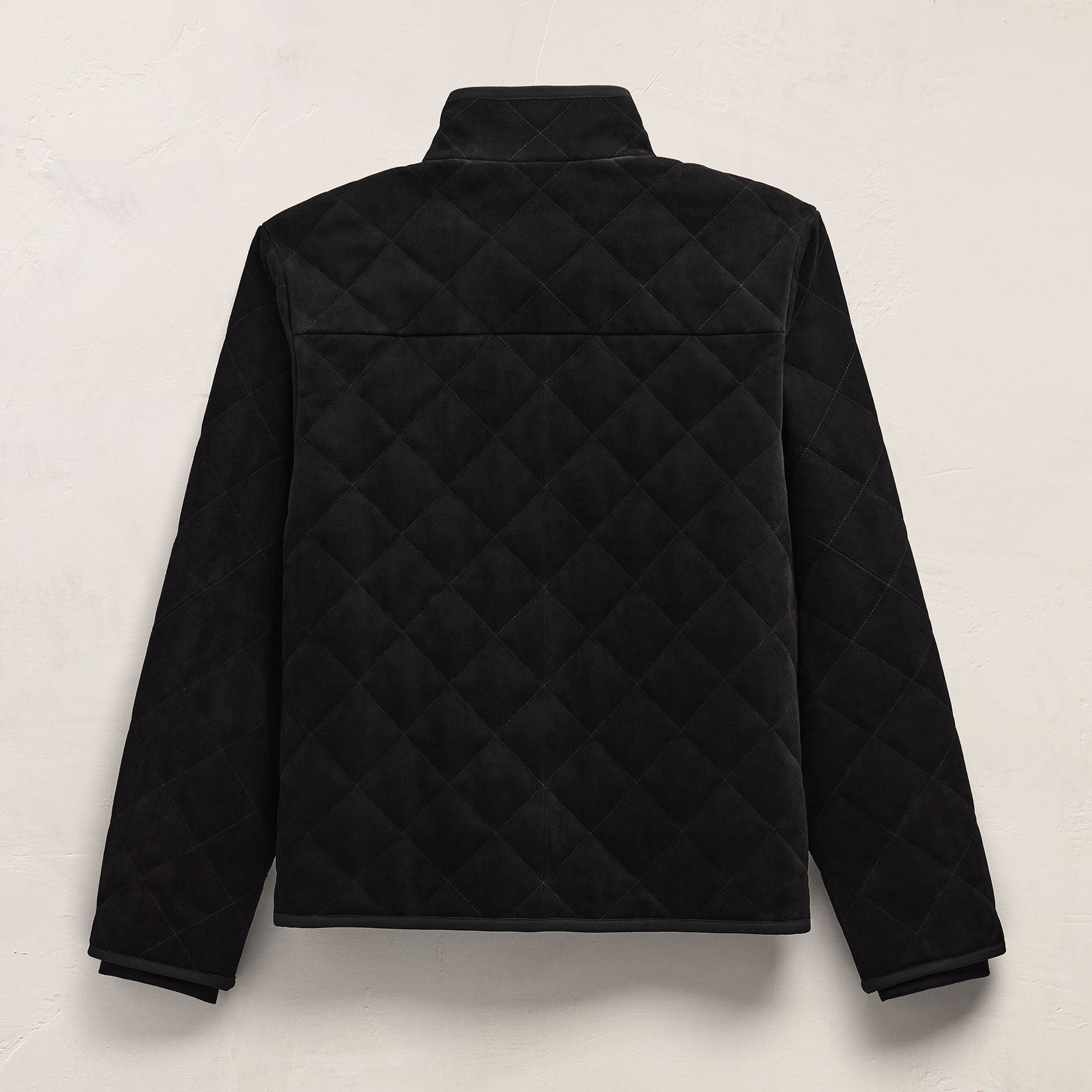 Quilted Suede Snap Front Jacket - Black | James Perse Los Angeles