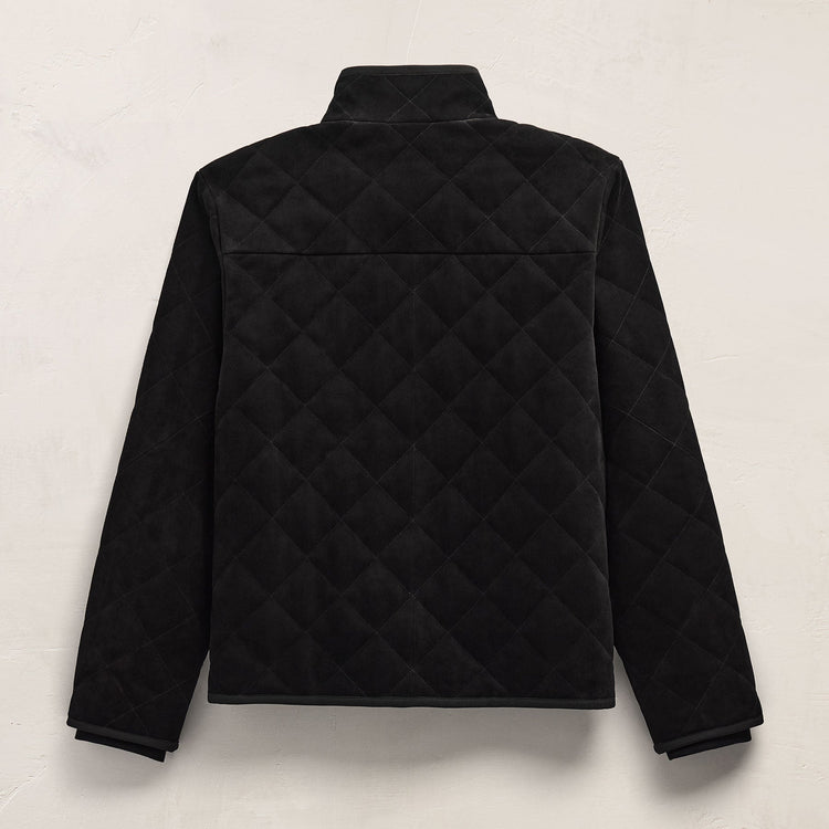 Quilted Suede Snap Front Jacket in Black | James Perse Los Angeles FLAT