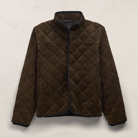 Quilted Suede Snap Front Jacket - Bark