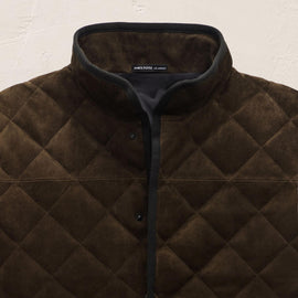 Quilted Suede Snap Front Jacket - Bark