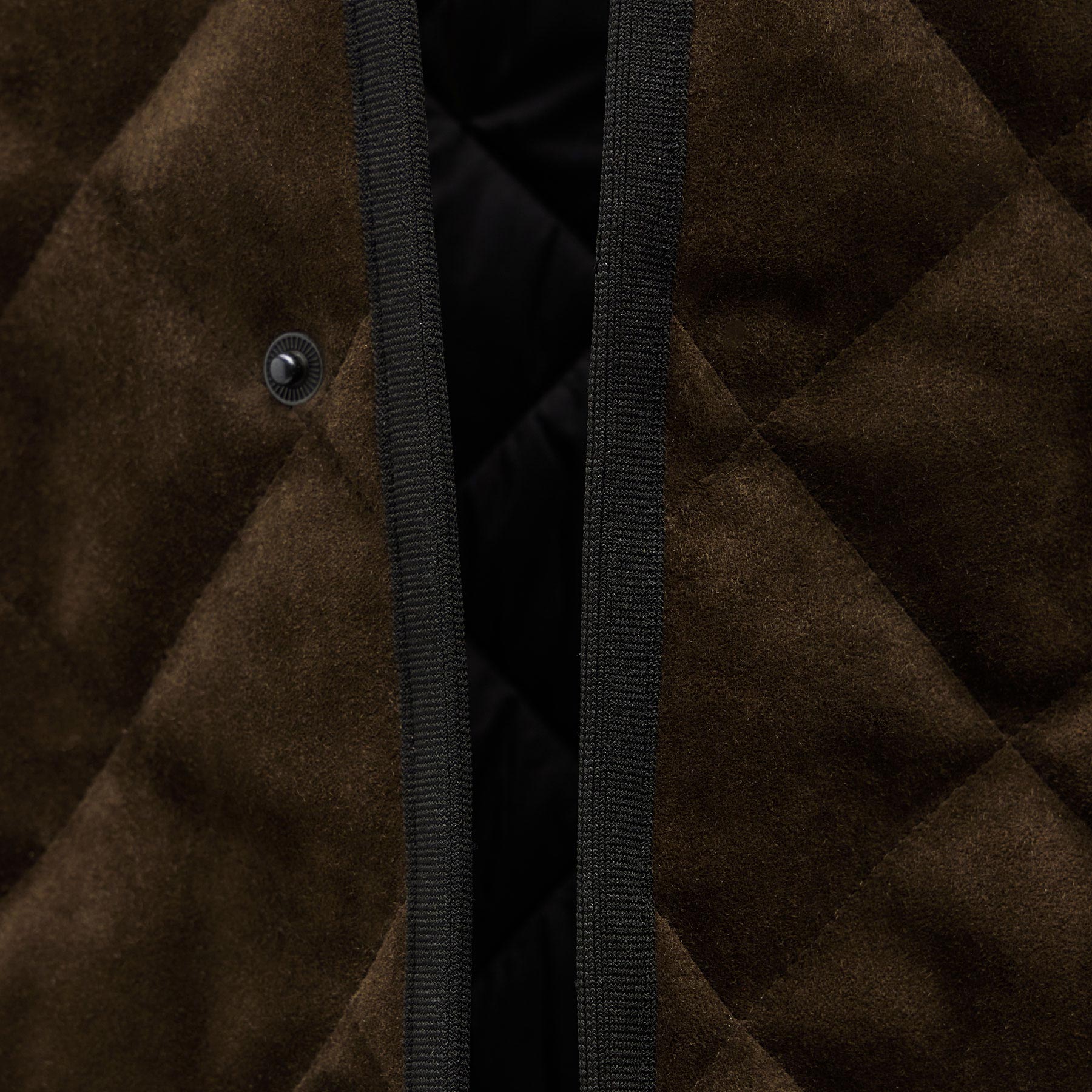 Quilted Suede Snap Front Jacket - Bark