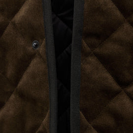 Quilted Suede Snap Front Jacket - Bark