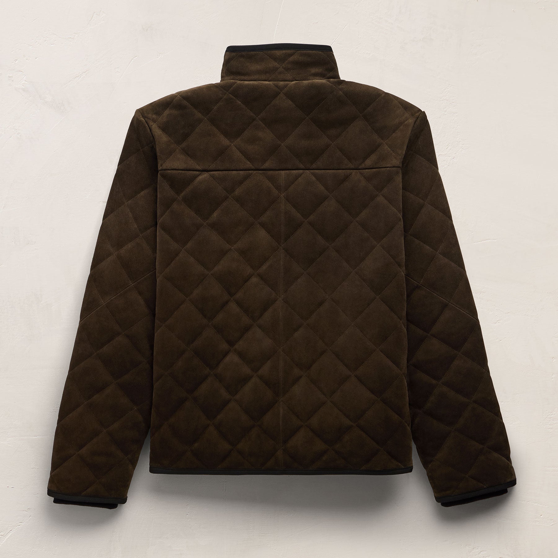 Quilted Suede Snap Front Jacket - Bark