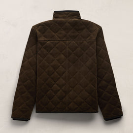 Quilted Suede Snap Front Jacket - Bark