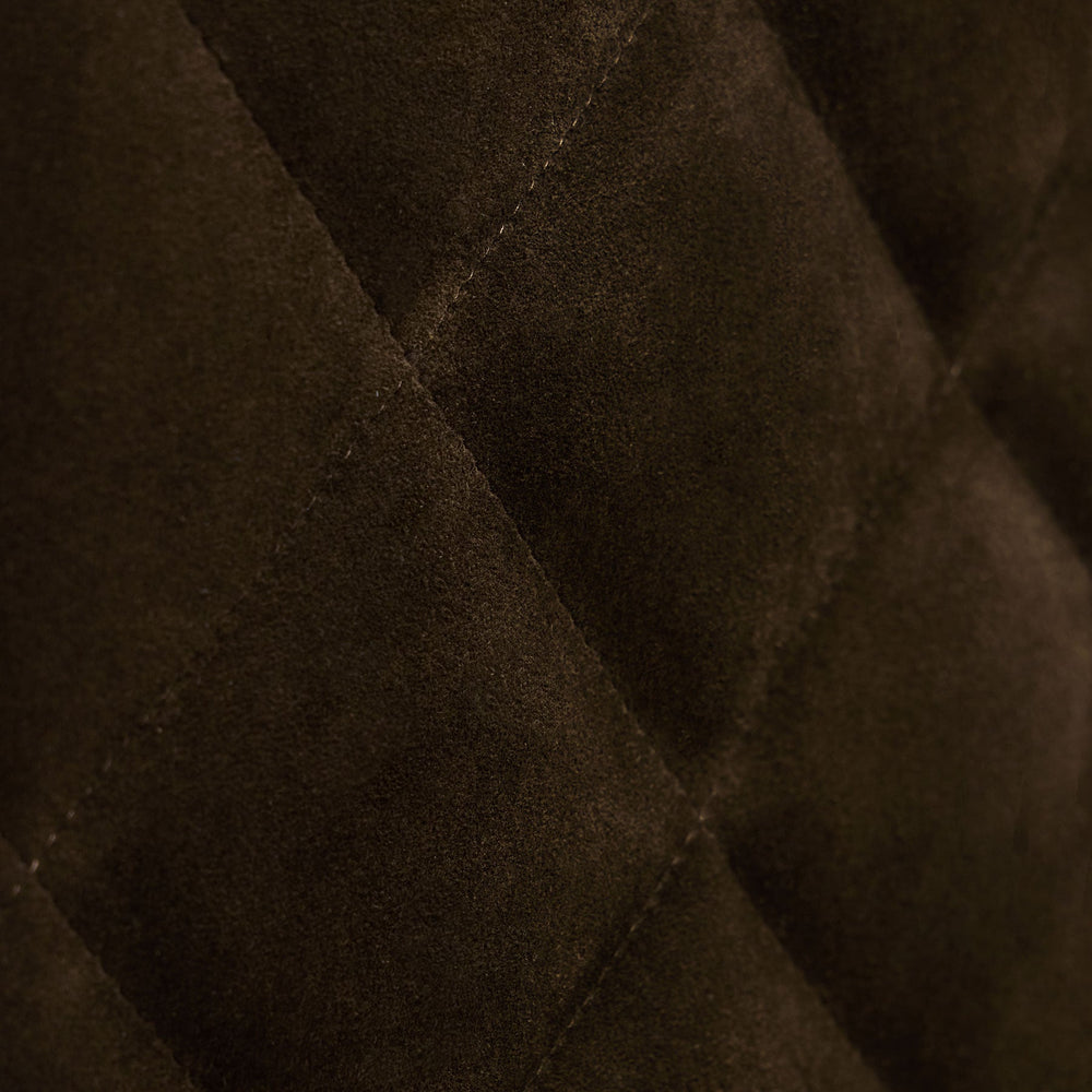 Quilted Suede Snap Front Jacket - Bark