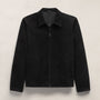 Suede Zip Front Coach Jacket in Black | James Perse Los Angeles