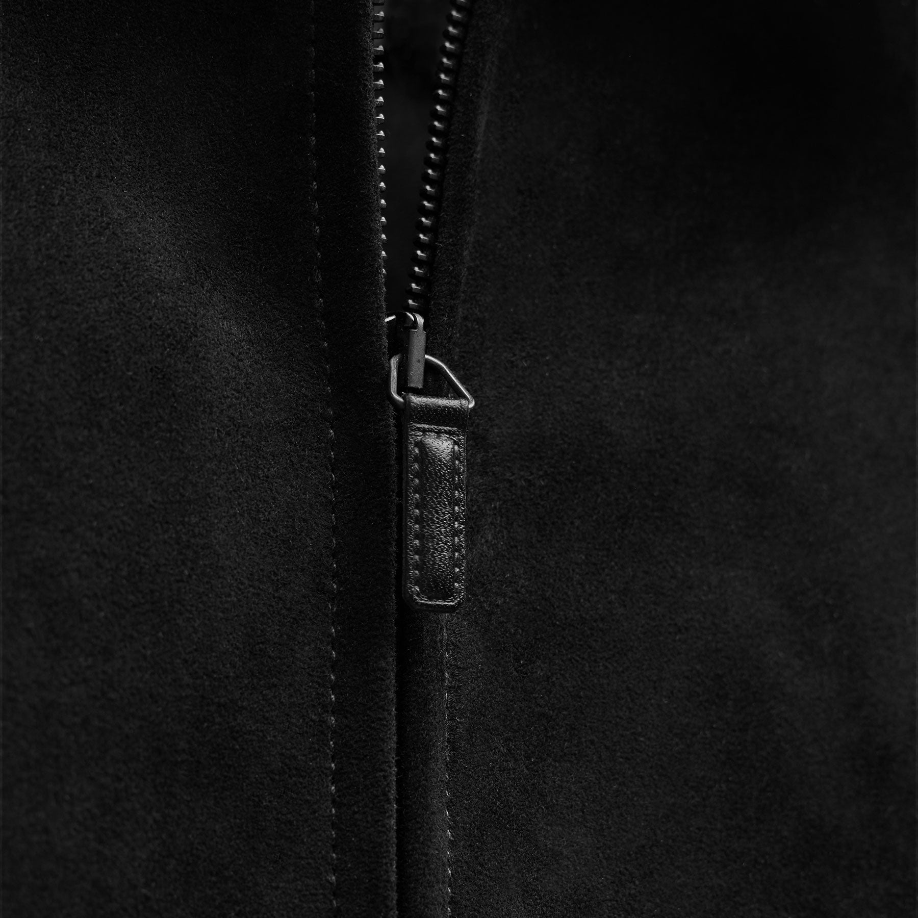 Suede Zip Front Coach Jacket in Black | James Perse Los Angeles