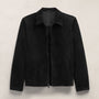 Suede Zip Front Coach Jacket in Black | James Perse Los Angeles