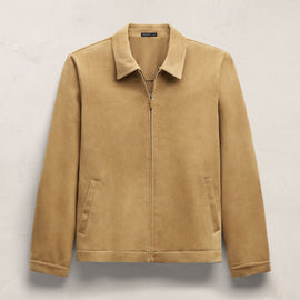 Suede Zip Front Coach Jacket - Sand
