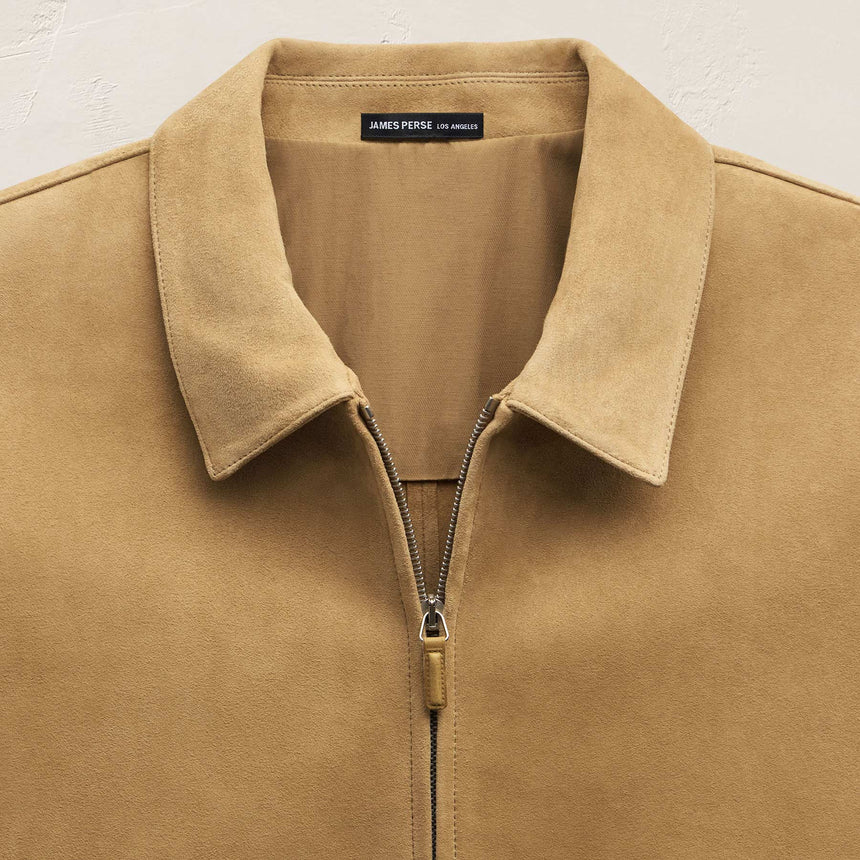 Suede Zip Front Coach Jacket - Sand