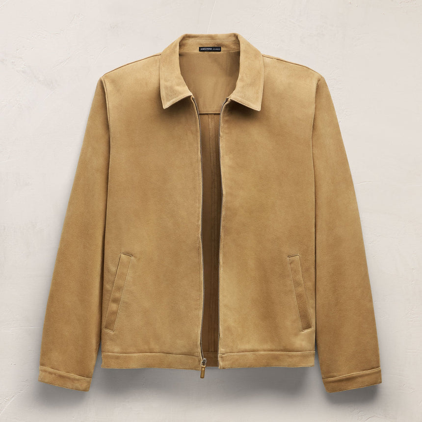 Suede Zip Front Coach Jacket - Sand