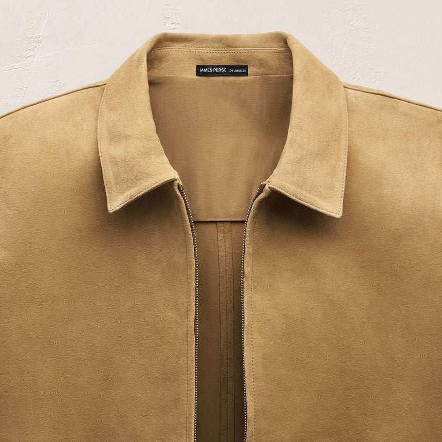 Suede Zip Front Coach Jacket - Sand