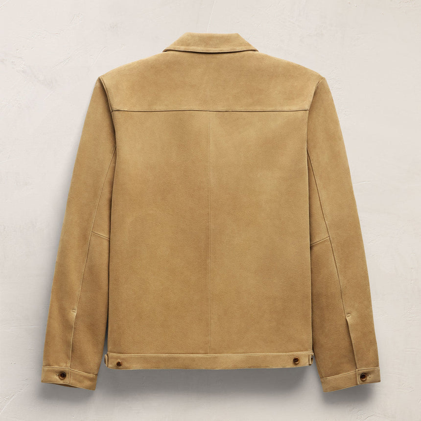 Suede Zip Front Coach Jacket - Sand