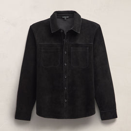 Suede Western Shirt in Black | James Perse Los Angeles FLAT